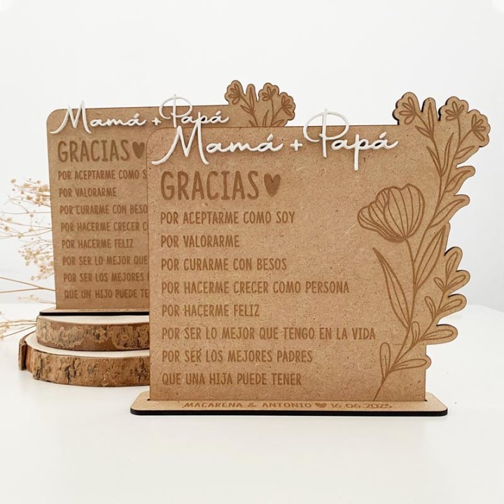 Placa de Madera Padres, placa personalizada boda, regalo padres boda, Alegría Estudio