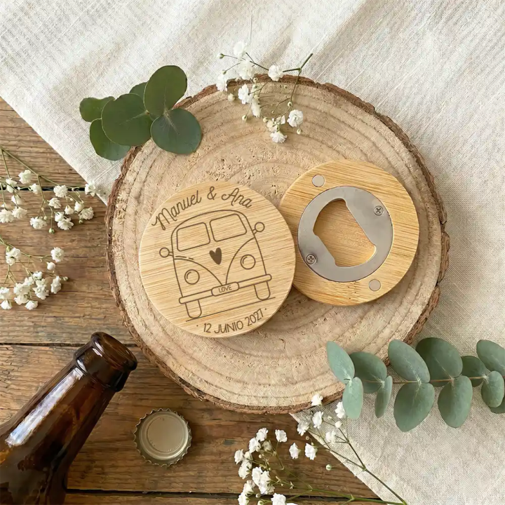 Abridor Madera Personalizado, detalles personalizados, regalos originales, Alegría Estudio