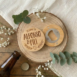 Abridor de madera personalizado para bodas, abridores personalizados, regalos boda, Alegría Estudio