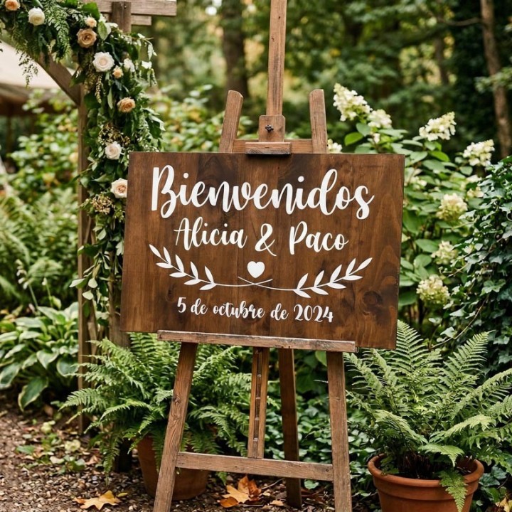 Cartel Madera Bienvenida Boda | Cartel de Bienvenida Personalizado