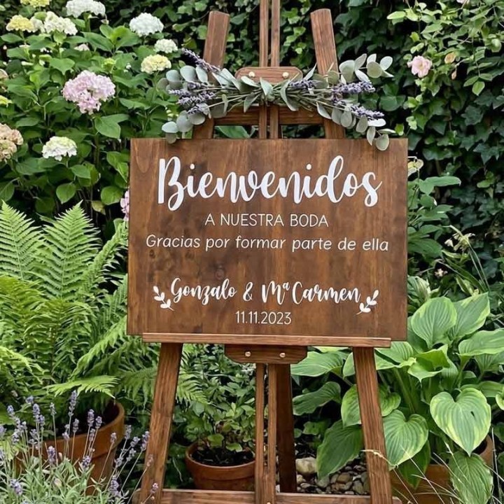 Cartel Madera Bienvenida Boda | Cartel de Bienvenida Personalizado