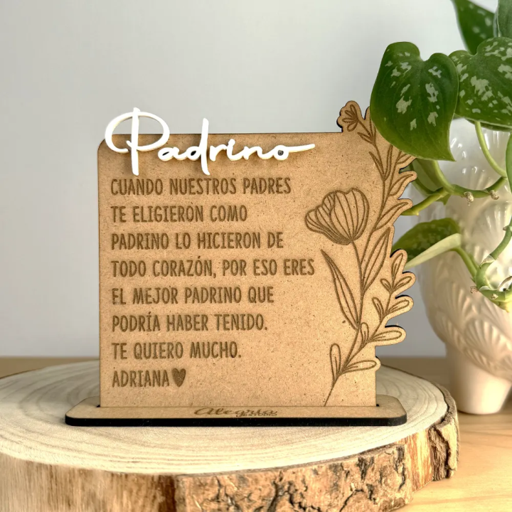 Mini Placa de Madera Personalizada, regalo padrino, regalo invitados especiales comunion, Alegría Estudio