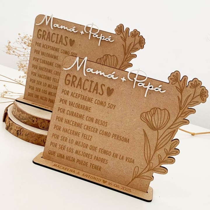 Placa de Madera Padres, placa personalizada padres, regalo padrinos boda, Alegría Estudio