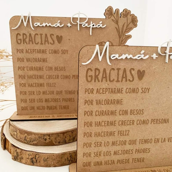 Placa de Madera Padres, regalo padres boda, regalo invitados especiales boda, Alegría Estudio